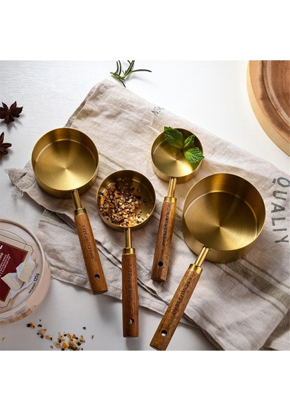 Pişirme, Kahve, Barmen Için Ayarlanan Ahşap Sap Paslanmaz Çelik Ölçüm Bardakları - Hassas Mutfak Aletleri A (Yurt Dışından) fiyatları