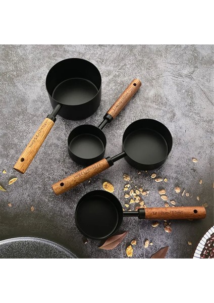 Pişirme, Kahve, Barmen Için Ayarlanan Ahşap Sap Paslanmaz Çelik Ölçüm Bardakları - Hassas Mutfak Aletleri A (Yurt Dışından) modelleri