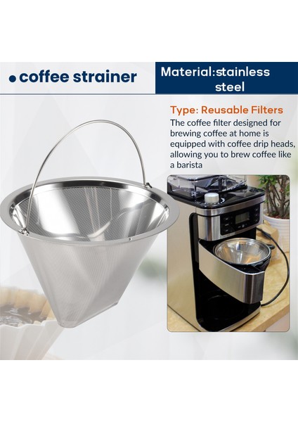 Koni Kahve Filtresi Yeniden Kullanılabilir Paslanmaz Çelik Malzeme Saplı (Yurt Dışından) indirimleri