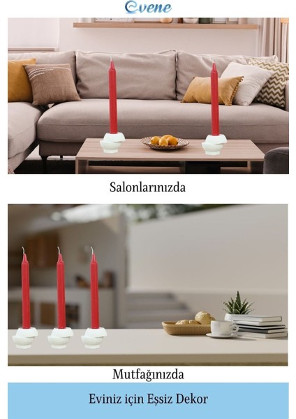 Mumluk Şamdan 3 Adet Tealight ve Ince Mum Uyumlu Kesik Model