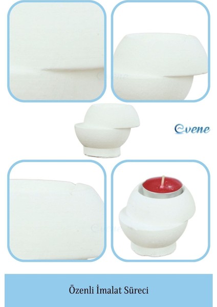 Mumluk Şamdan 3 Adet Tealight ve Ince Mum Uyumlu Kesik Model