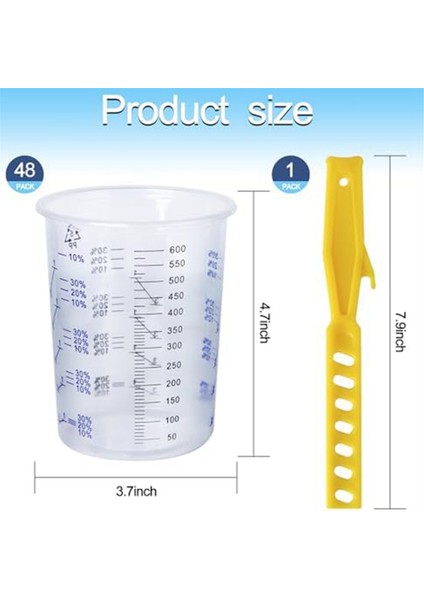 20 Oz (600 Ml) Plastik Ölçüm Kabı, 48 Bardak ve 50 Yaprak Filtre Kağıdı, 1 Boya Karıştırma Çubuğu, Boya Karıştırma, Reçine Için (Yurt Dışından) modelleri