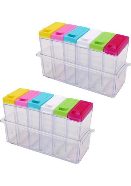 Baharat Kavanoz Seti Tuzlu Biber Baharat Şişesi Renkli Kapak Mutfak Baharat Şişesi Depolama Konteyner Baharat Rafı (Yurt Dışından)