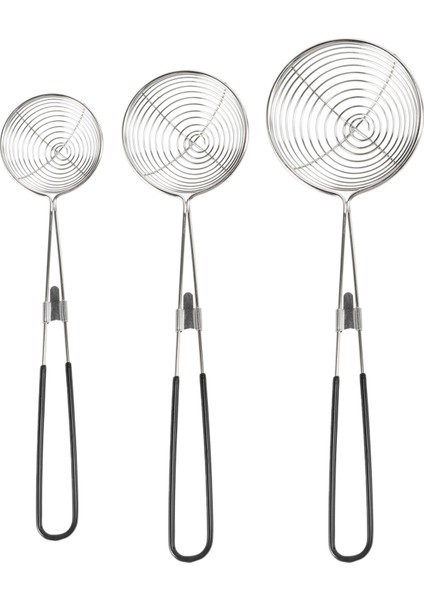 3 Parçalı Yuvarlak Sıçır Stren Süzgeçsiz Çelik Asya Shabu-Shabu-Shabu Örümcek Yoksama Kaşık Seti, Örgü Kaşığı Set (Yurt Dışından)