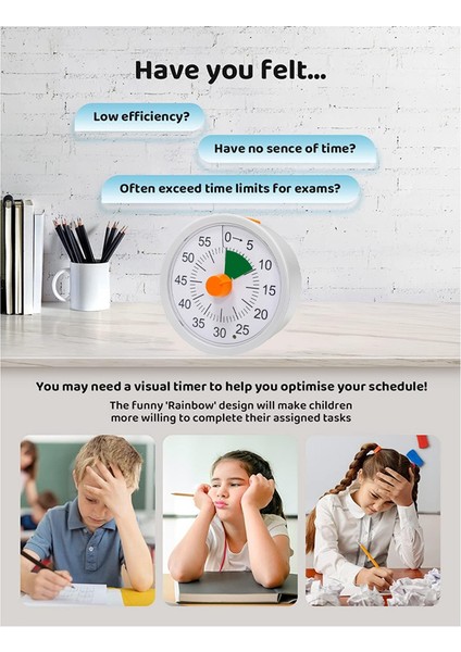 Çocuklar Için 60 Dakikalık Görsel Zamanlayıcı, Sessiz Operasyon ile Sınıf Ofisi Mutfak Zamanlayıcısı Için Görsel Geri Sayım Zamanlayıcı (Yurt Dışından) fırsatları