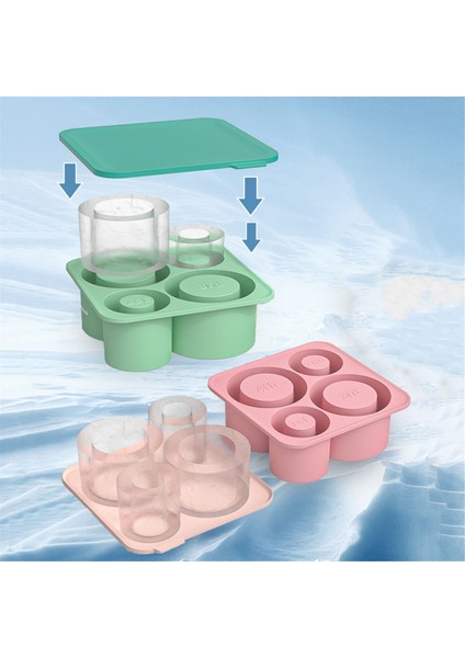 20/30/40 Oz Fincan Için 4 Içi Boş Silindir Buz Kalıbı Yapmak Için Kapaklı Silikon Buz Kalıbı Pembe (Yurt Dışından) fiyatları