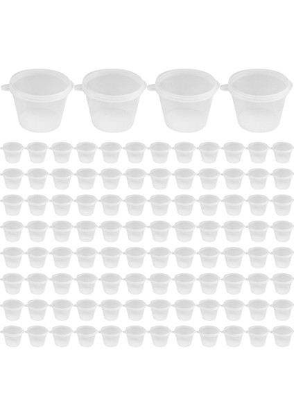 100 x 1oz Yuvarlak Gıda Kap Kapları Kapaklı, Menteşeli Soslar Yeniden Kullanılabilir Jöle Atış Fincanları Küçük Şarküteri Kap Restoranları (Yurt Dışından)