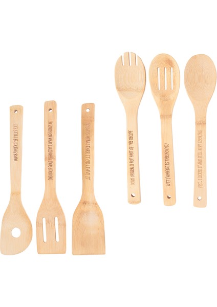 Komik Ahşap Kaşık Seti, 6pcs Ahşap Yemek Kaşıkları, Komik Sözler ile Oyulmuş Ahşap Kahve Kaşığı C (Yurt Dışından) modelleri
