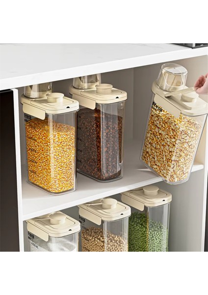 Hava Geçirmez Gıda Saklama Konteyneri Seti-Ölçüm Kabına Sahip Nem Geçirmez Mutfak Organizatörü, Taze Tutan Mühürlü Kavanozlar A (Yurt Dışından) indirimleri