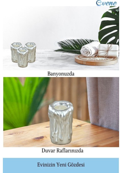 Mumluk Şamdan 3 Adet Tealight Uyumlu Üçlü Büyük Erimiş Mum Model