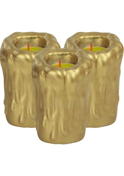 Mumluk Şamdan 3 Adet Tealight Uyumlu Üçlü Büyük Erimiş Mum Model