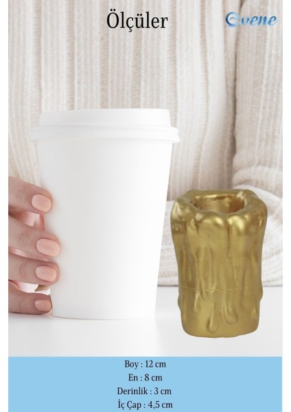 Mumluk Şamdan 3 Adet Tealight Uyumlu Üçlü Büyük Erimiş Mum Model