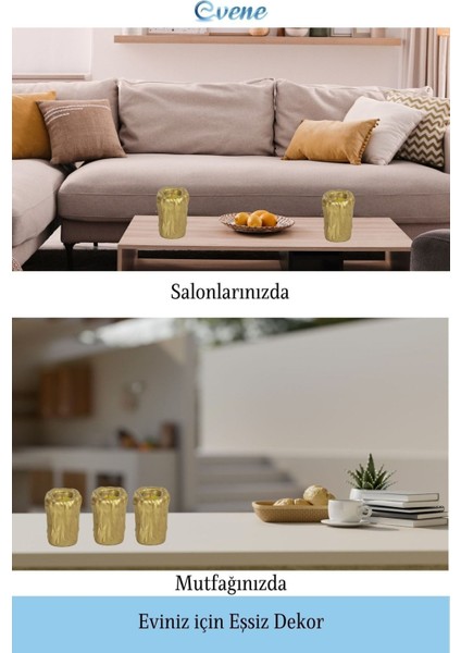 Mumluk Şamdan 3 Adet Tealight Uyumlu Üçlü Büyük Erimiş Mum Model