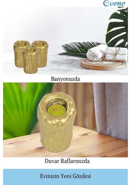 Mumluk Şamdan 3 Adet Tealight Uyumlu Üçlü Büyük Erimiş Mum Model