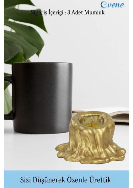 Mumluk Şamdan 3 Adet Tealight Uyumlu Üçlü Tüm Boylar Erimiş Mum Model