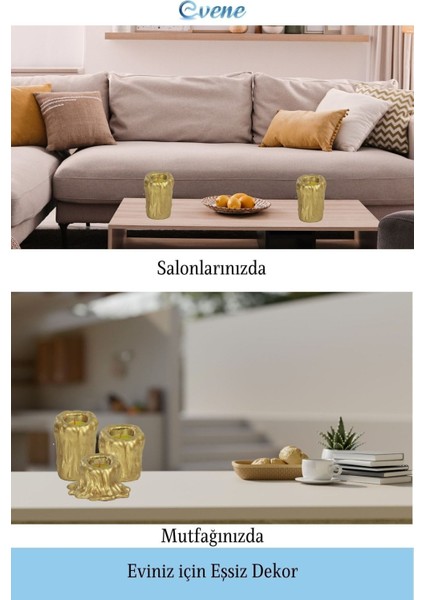 Mumluk Şamdan 3 Adet Tealight Uyumlu Üçlü Tüm Boylar Erimiş Mum Model