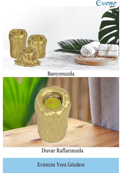 Mumluk Şamdan 3 Adet Tealight Uyumlu Üçlü Tüm Boylar Erimiş Mum Model