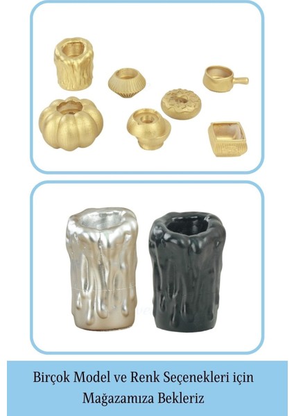 Mumluk Şamdan 3 Adet Tealight Uyumlu Üçlü Tüm Boylar Erimiş Mum Model