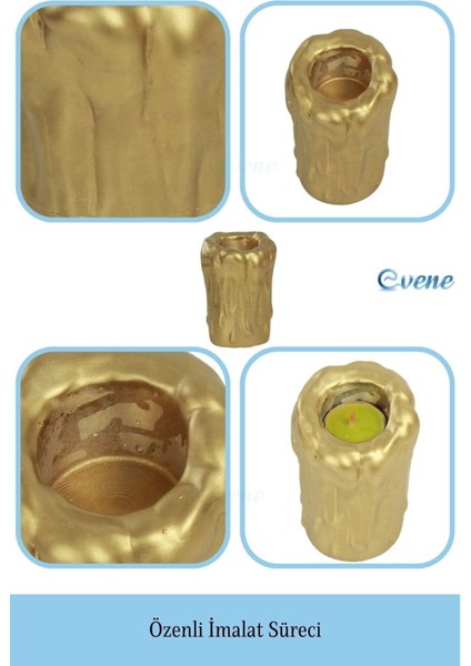 Mumluk Şamdan 3 Adet Tealight Uyumlu Üçlü Tüm Boylar Erimiş Mum Model