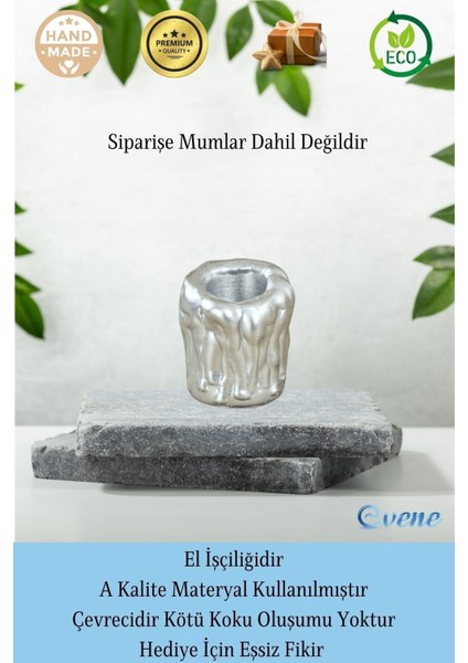 Mumluk Şamdan 3 Adet Tealight Uyumlu Üçlü Orta Erimiş Mum Model