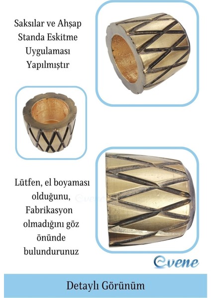Ahşap Ayaklı Beton Saksı Büyük Boy Set 3 Adet Baklava Model