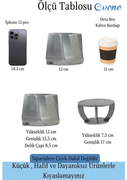 Ahşap Ayaklı Beton Saksı Büyük Boy 1 Adet Kalın Çizgili Model