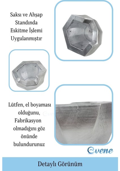 Ahşap Ayaklı Beton Saksı Dekoratif 1 Adet Önü Açık Model