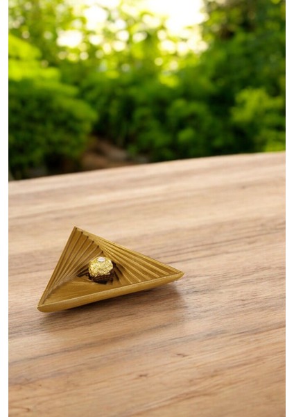 Şekerlik Altın Renk Sunumluk Drajelik Dekoratif Tabak Üçgen Model