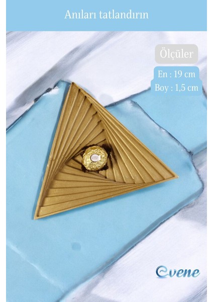Şekerlik Altın Renk Sunumluk Drajelik Dekoratif Tabak Üçgen Model