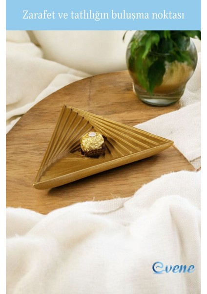 Şekerlik Altın Renk Sunumluk Drajelik Dekoratif Tabak Üçgen Model