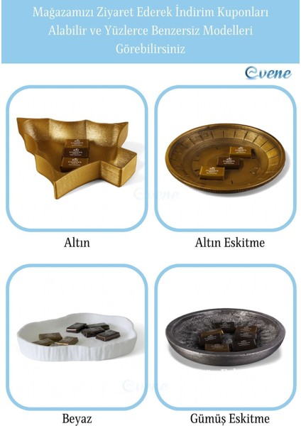 Şekerlik Altın Renk Sunumluk Drajelik Dekoratif Tabak Üçgen Model