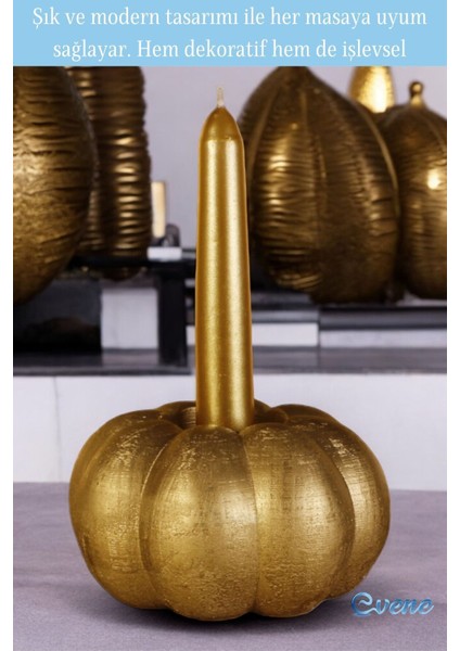 Mumluk Şamdan Tealight ve Ince Mum Uyumlu Kabak Model