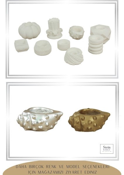 Şamdan Dekoratif Mumluk Şamdan Tealight Mum Uyumlu Deniz Kabuğu Model