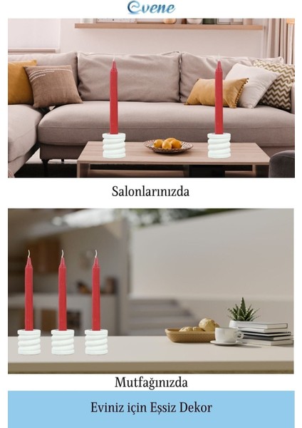Mumluk Şamdan Tealight ve Ince Mum Uyumlu Spiral Model