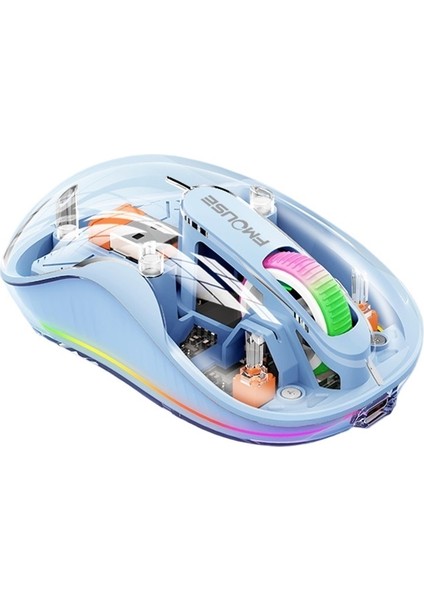 Kablosuz Bluetooth Şeffaf Fare Şarj Edilebilir Renkli Nefes Işık Tablet Bilgisayar Dizüstü Ofis Faresi (Yurt Dışından)