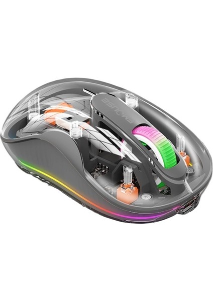 Kablosuz Bluetooth Şeffaf Fare Şarj Edilebilir Renkli Nefes Işık Tablet Bilgisayar Dizüstü Ofis Faresi (Yurt Dışından)