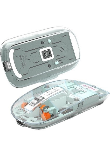 Kablosuz Şeffaf Oyun Faresi Bluetooth Sessiz Şarj Ofis Dizüstü Bilgisayarı (Yurt Dışından)