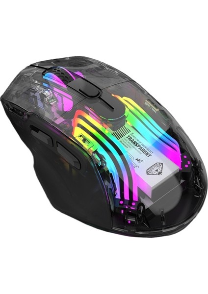 Üç Modlu Kablosuz Bluetooth Şarjlı Fare Şeffaf Masaüstü Dizüstü Bilgisayar Oyun Rgb Işıklı Fare (Yurt Dışından)