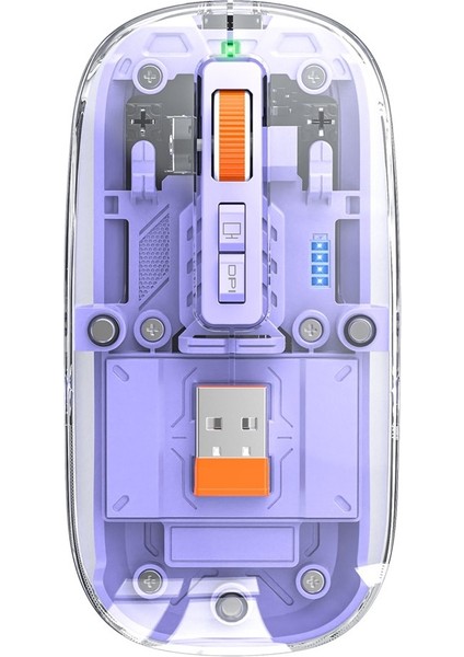 Şeffaf Kablosuz Manyetik Üç Modlu Fare Şarjlı Şeffaf Fare Dizüstü Bilgisayar Masaüstü Bilgisayar Evrensel Bluetooth Fare (Yurt Dışından)