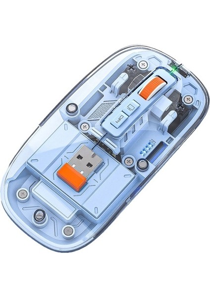 Şeffaf Kablosuz Manyetik Üç Modlu Fare Şarjlı Şeffaf Fare Dizüstü Bilgisayar Masaüstü Bilgisayar Evrensel Bluetooth Fare (Yurt Dışından)