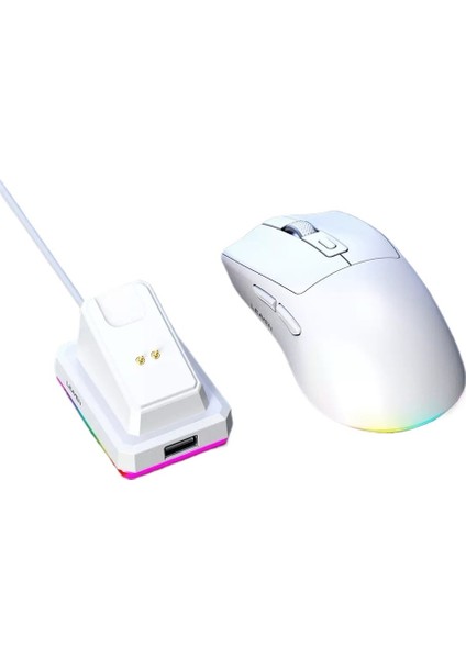 Bluetooth 2.4g Kablosuz Çift Modlu Fare Hafif Oyun Dizüstü Bilgisayar Masaüstü Şarj Rgb Tabanı (Yurt Dışından)