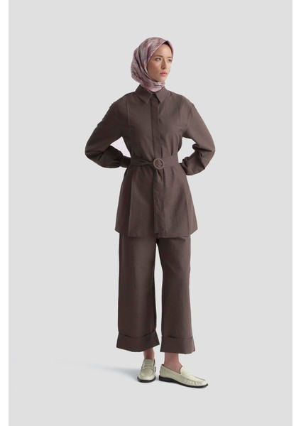 Pileli Pantolonlu Takım 25K6101 Kakao