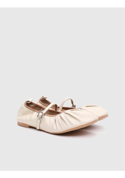 Stragier Hakiki Deri Kadın Bej Babet