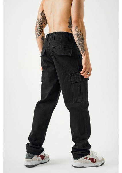Erkek Siyah Baggy Kargo Pantolon fırsatları