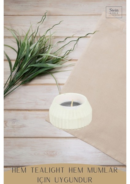 Şamdan Dekoratif Mumluk Şamdan Tealight Mum Uyumlu Çizgili Model