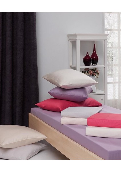 Lanotte Saten Çift Kişilik Fitted+Yastık Kırmızı