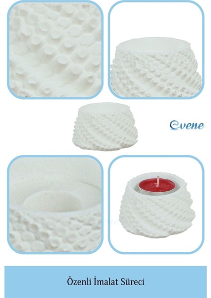 Mumluk Şamdan 3 Adet Tealight ve Ince Mum Uyumlu Ejderha Yumurtası Model