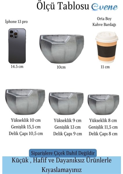 Saksı Çiçek Kaktüs Saksısı Lüx 15 cm Önü Açık Desenli 3'lü Set Çiçeklik