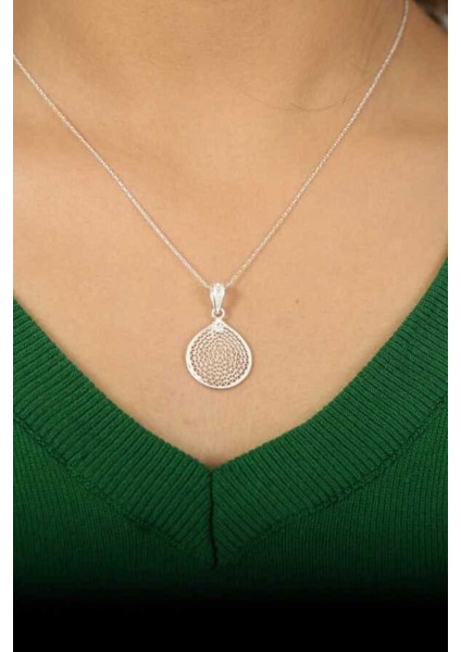 Kadın Damla Model Telkari Gümüş Kolye 2020078 fiyatları