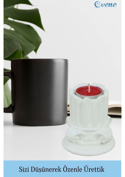 Mumluk Şamdan 3 Adet Tealight Uyumlu Tarihi Sütun Model